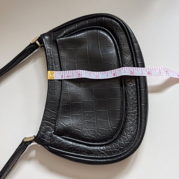 Nine West Black Croc Embossed Shoulder Bag | Y2K Vintage Handbag - Picture 13 of 14